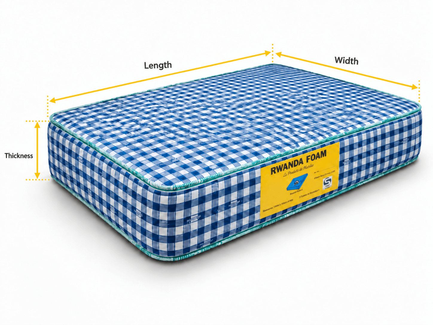 RwandaFoam mattress measurement diagram